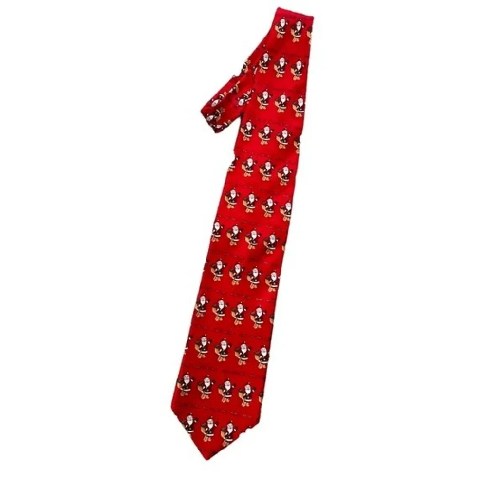 Vintage Silk Santa Tie Hallmark Traditions by MMG Holiday Christmas
